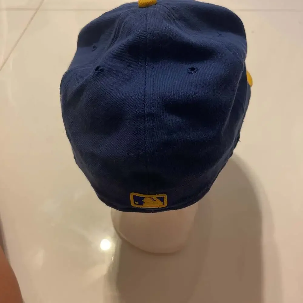 New Era Miami Marlins Fitted Cap Blue Gold Size 7 3/4 MLB Baseball Hat